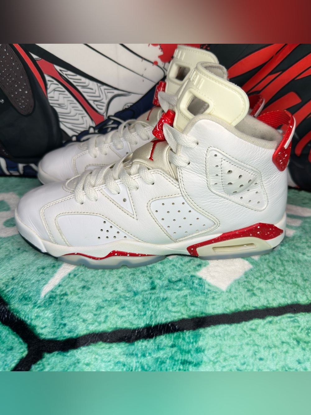 Air Jordan 6 Retro Red Oreo 5.5Y CT8529-162 Icy Soles Men 5.5 WMNS 7 Very Clean